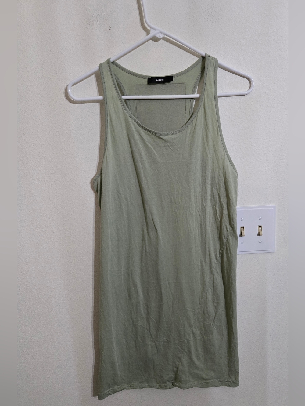 Diesel Sage Green Scoop Neck Tank 100% Linen